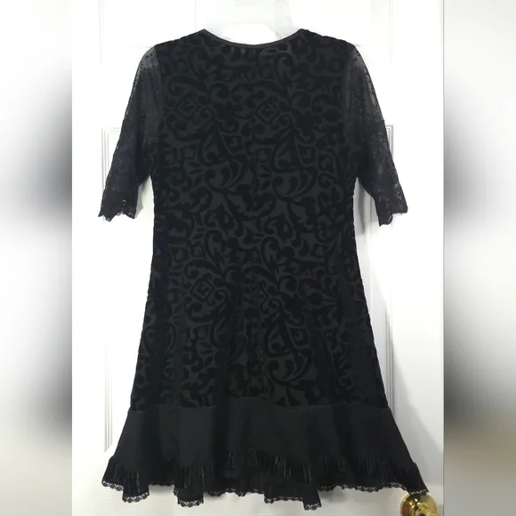 Kollontai Gothic Lolita Lace & Mesh Mini Dress Velvet Back Size L - Picture 4 of 9